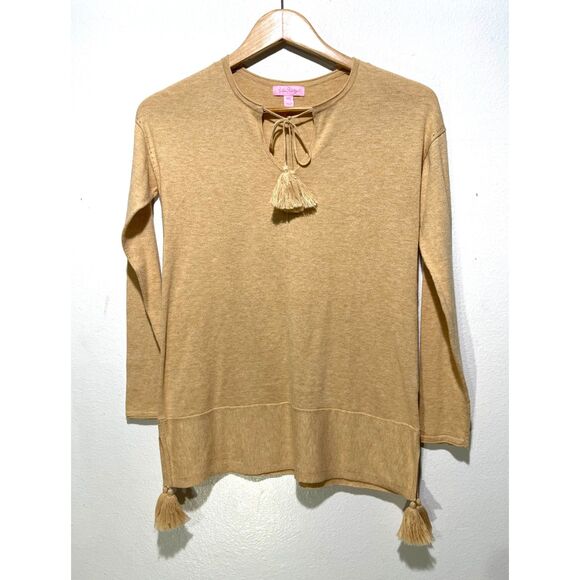 Lilly Pulitzer sweater boho tunic tazel neutral sugar tan casual women XXS - Picture 1 of 5